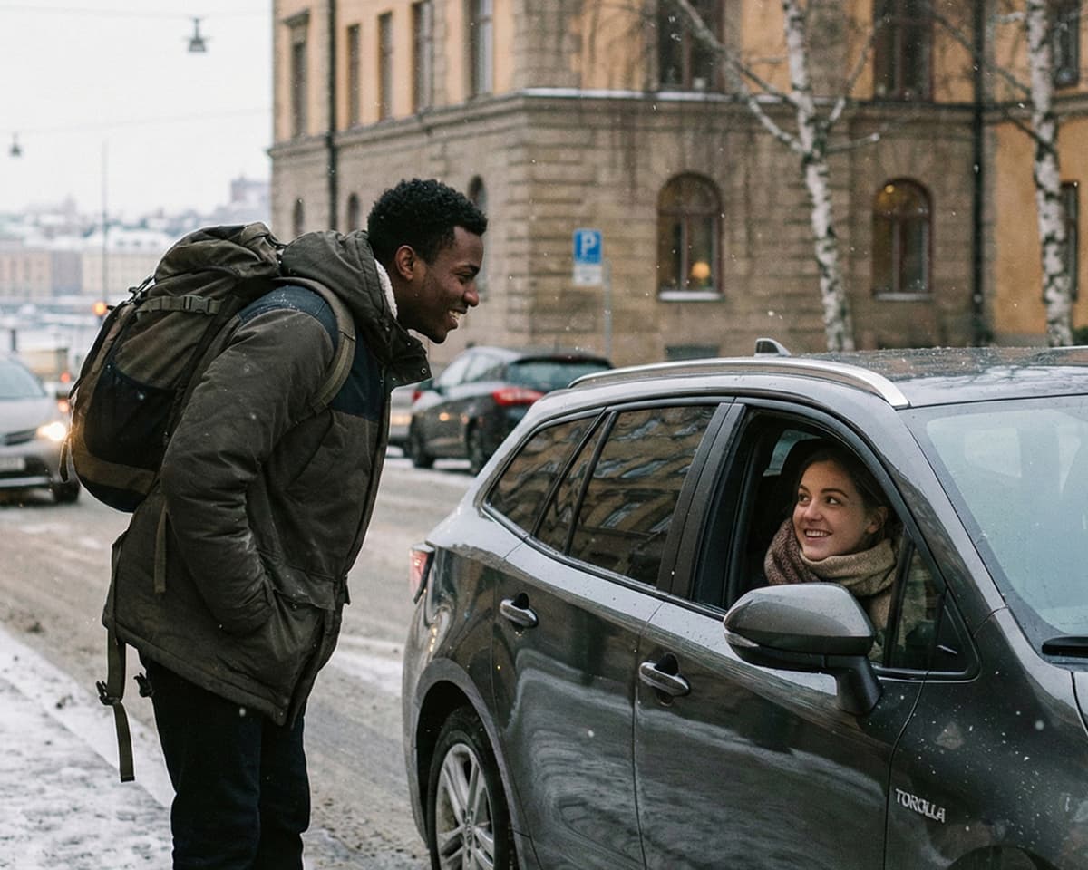 Travelers connecting and sharing a ride